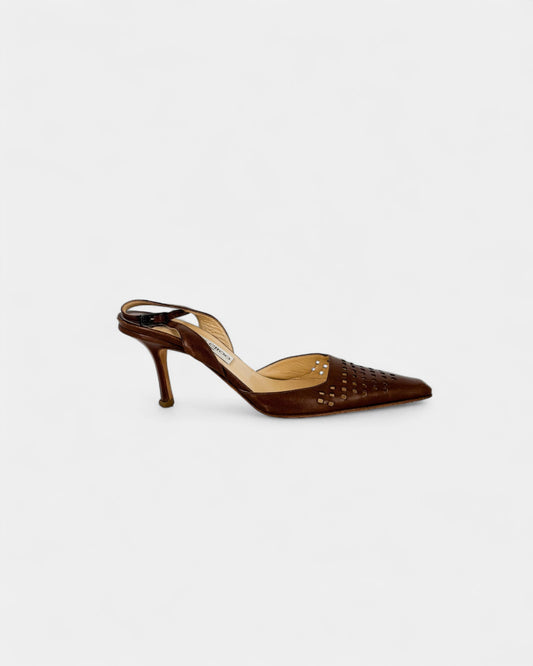 Slingbacks marrons ajourés