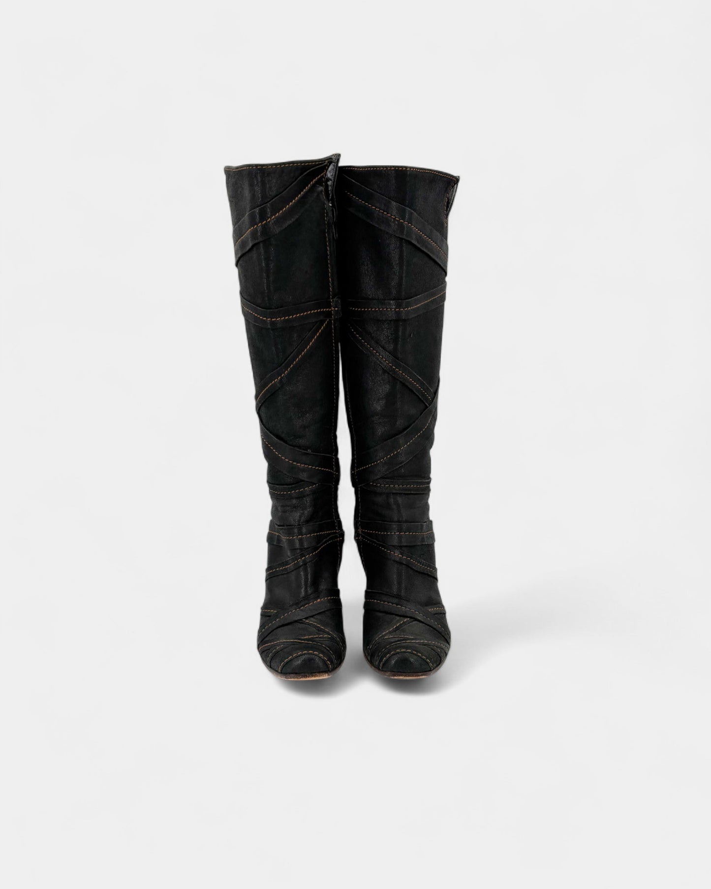 Bottes surpiqûres marron