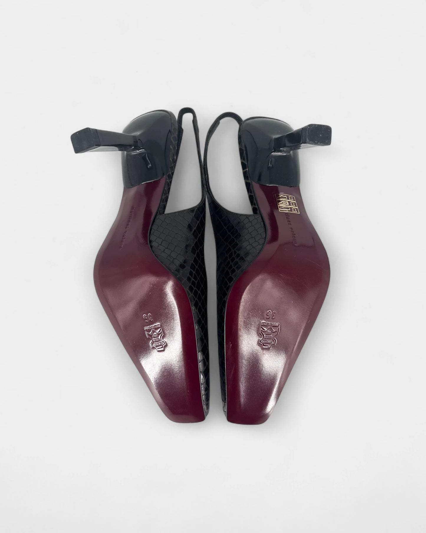 Slingbacks noires à motif crocodile - 36 EU / 5 US