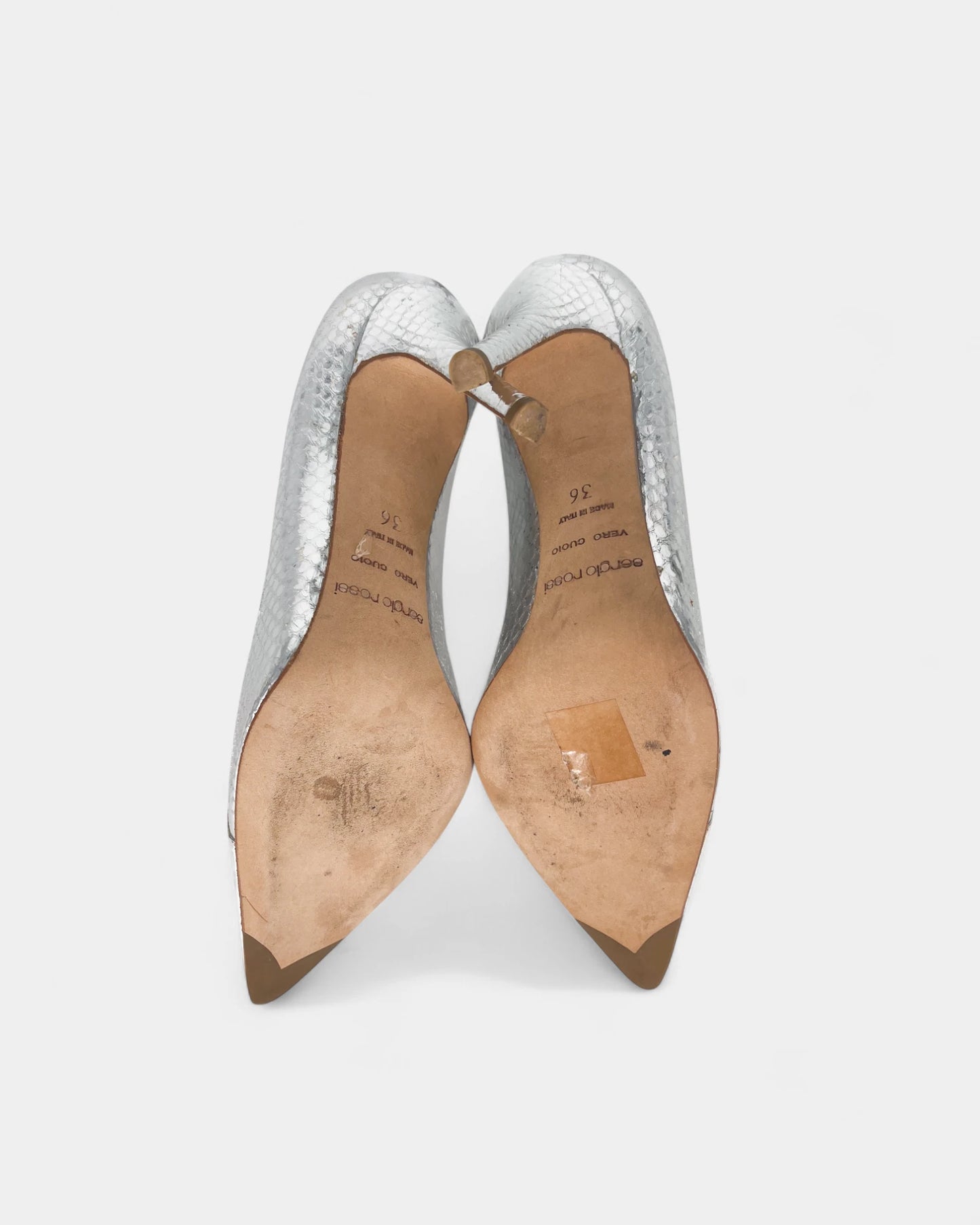 Silver crocodile pattern pumps - 36 EU / 5 US