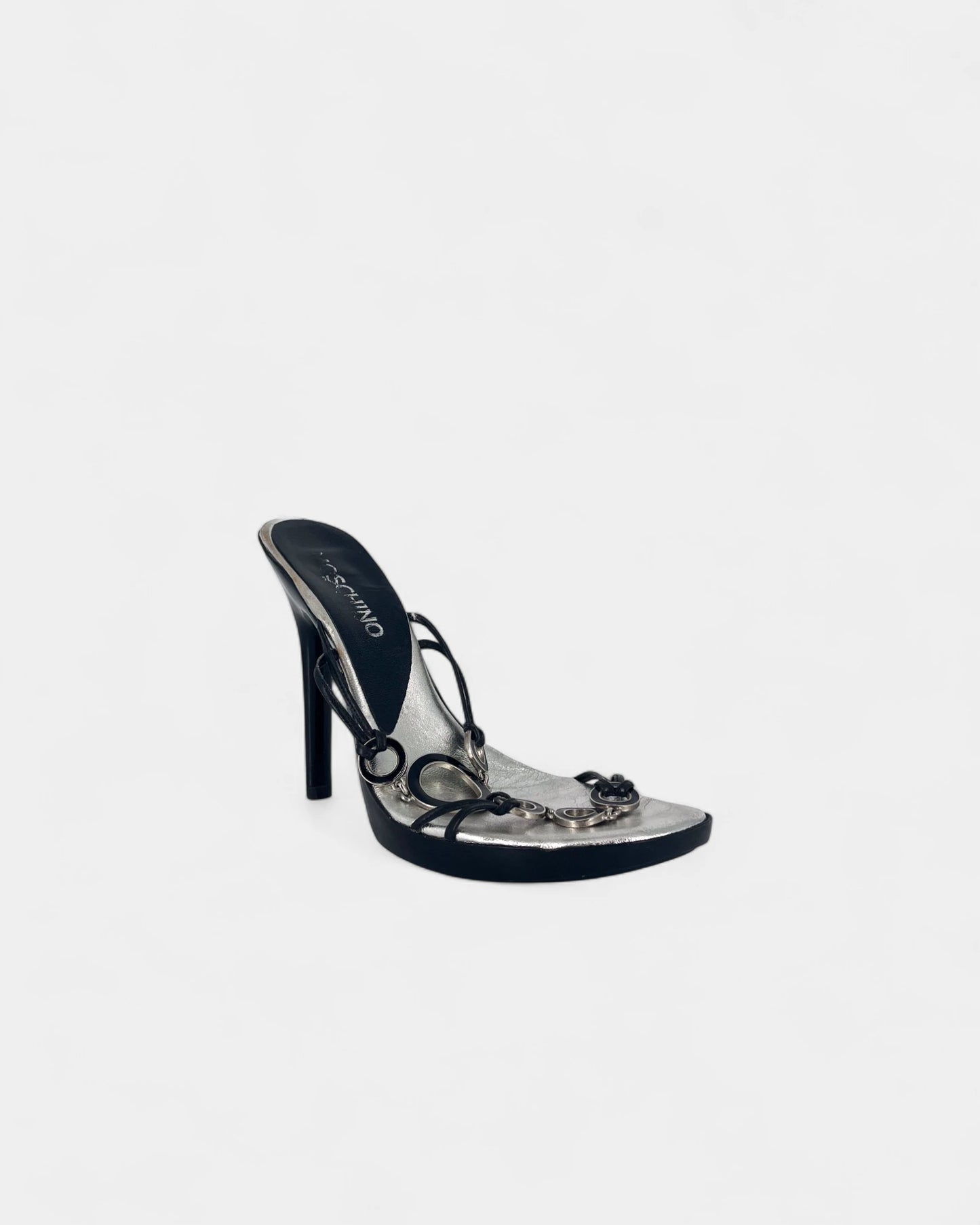 Black and silver heeled sandals - 40 EU / 9 US
