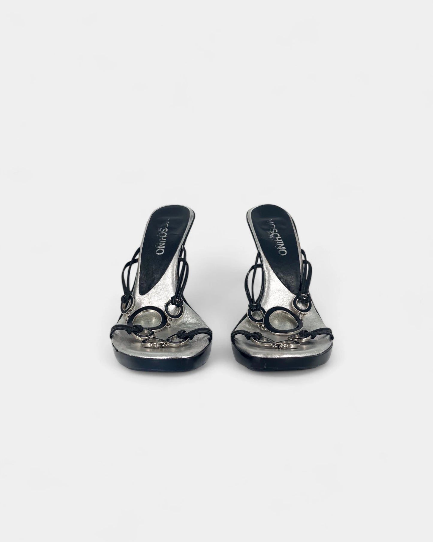 Black and silver heeled sandals - 40 EU / 9 US