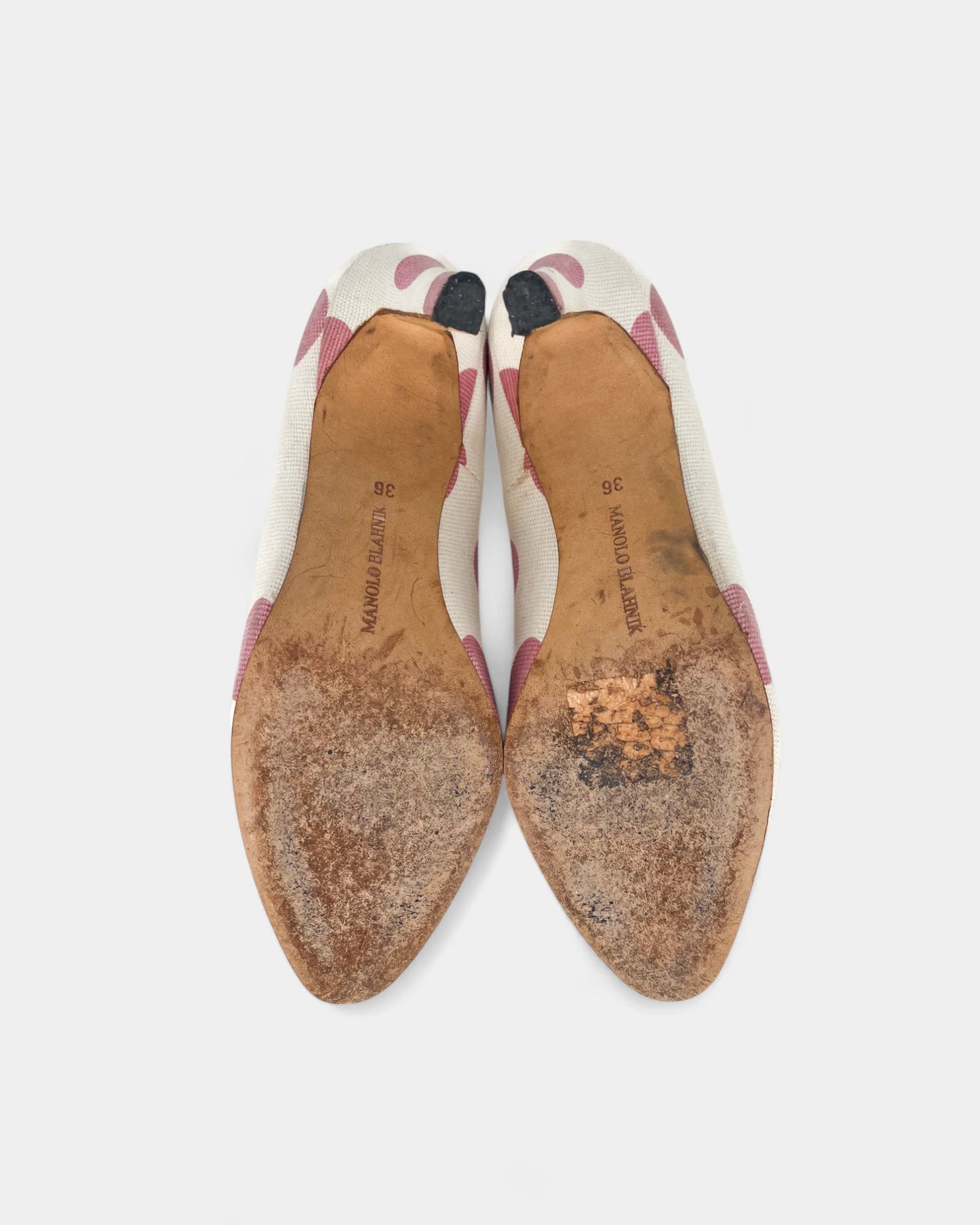 Escarpins blancs à pois roses - 36 EU / 5 US