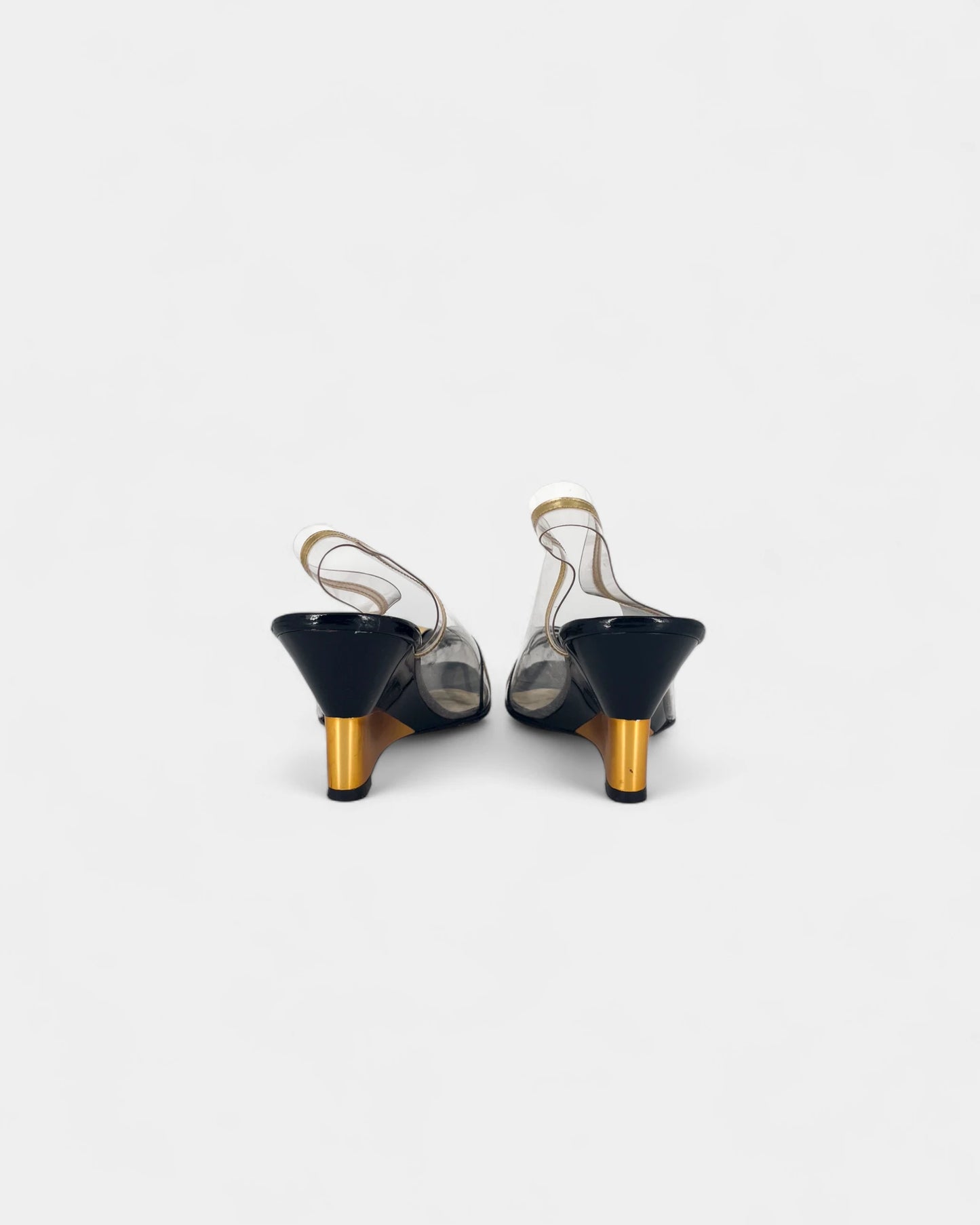 Slingbacks noires et dorées - 40 EU / 9 US