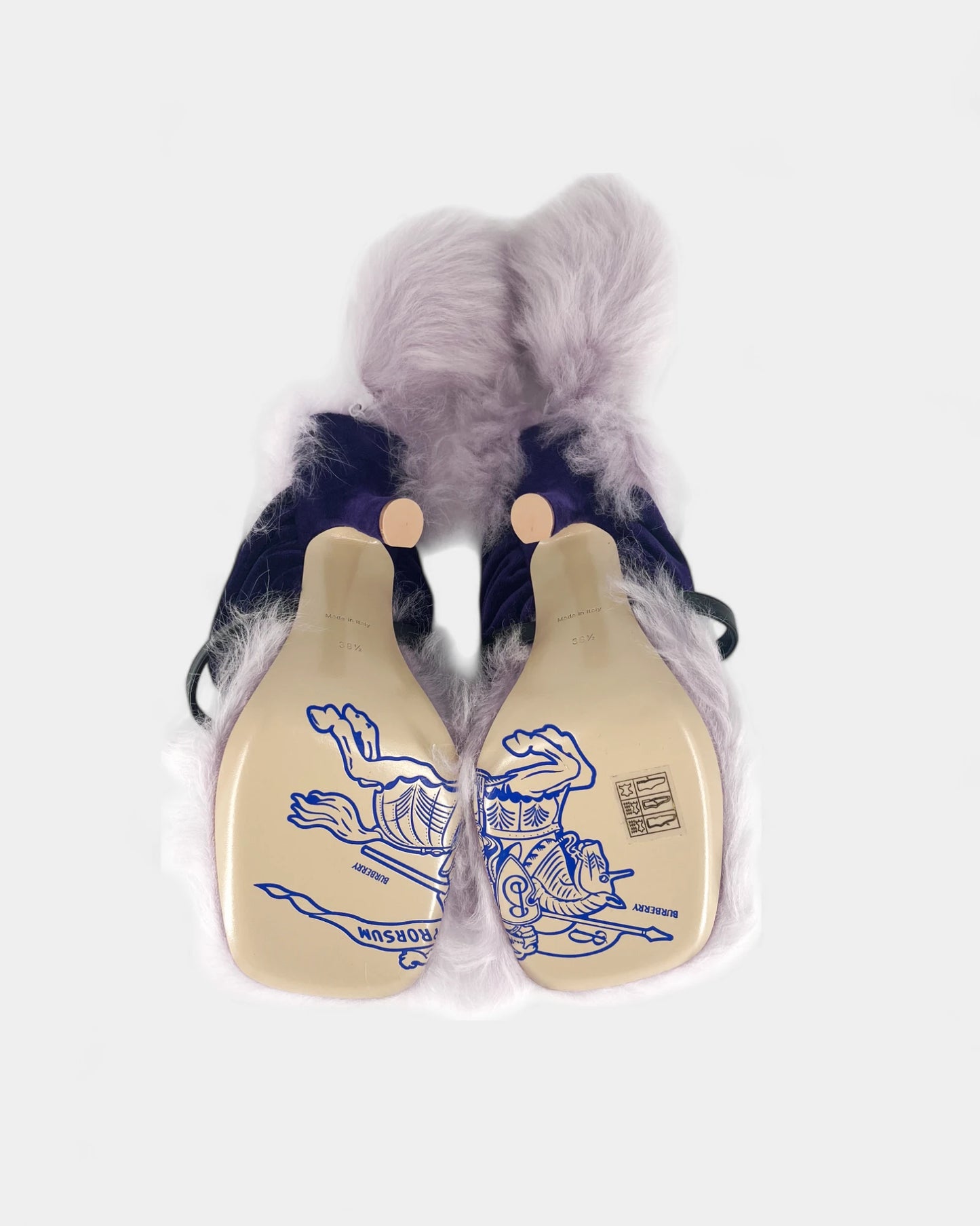 Mules violettes à talons et en fausse fourrure - 38.5 EU / 7.5 US