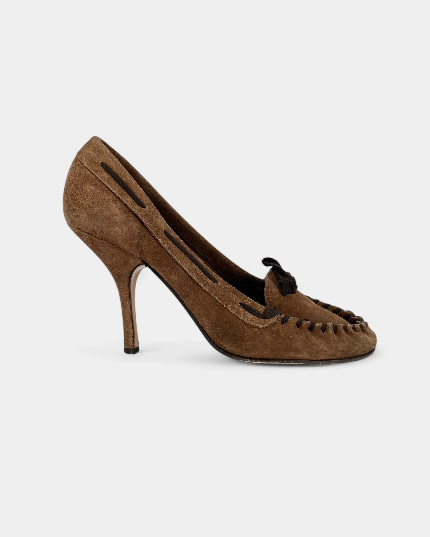 Brown heeled loafers - 40 EU / 9 US