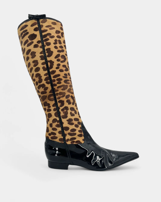 Bottes en cuir vernis et animal - 39 EU / 8 US