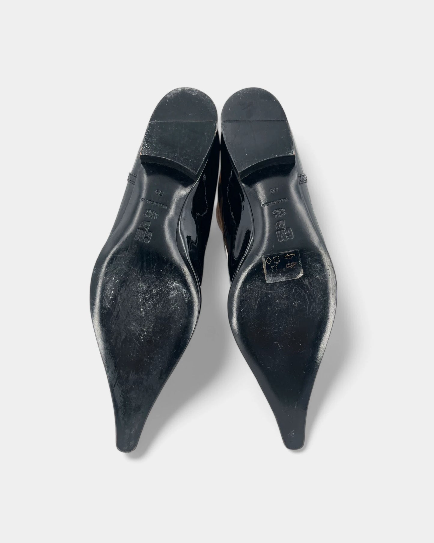 Bottes en cuir vernis et animal - 39 EU / 8 US