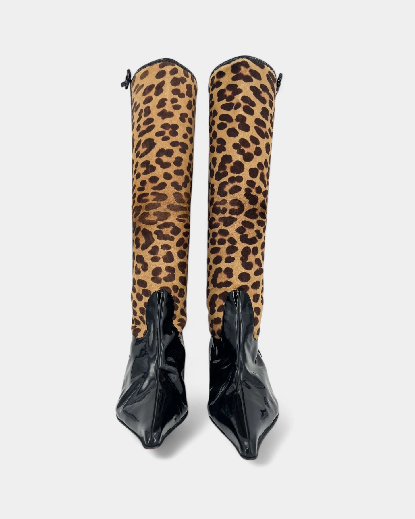 Bottes en cuir vernis et animal - 39 EU / 8 US