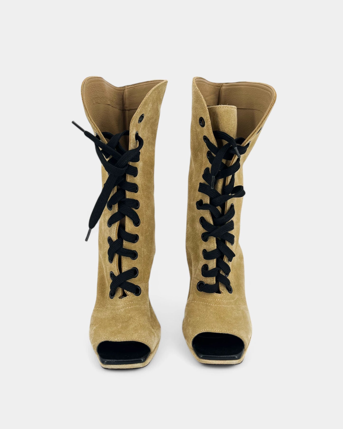 Beige suede lace-up ankle boots - 41 EU / 10 US