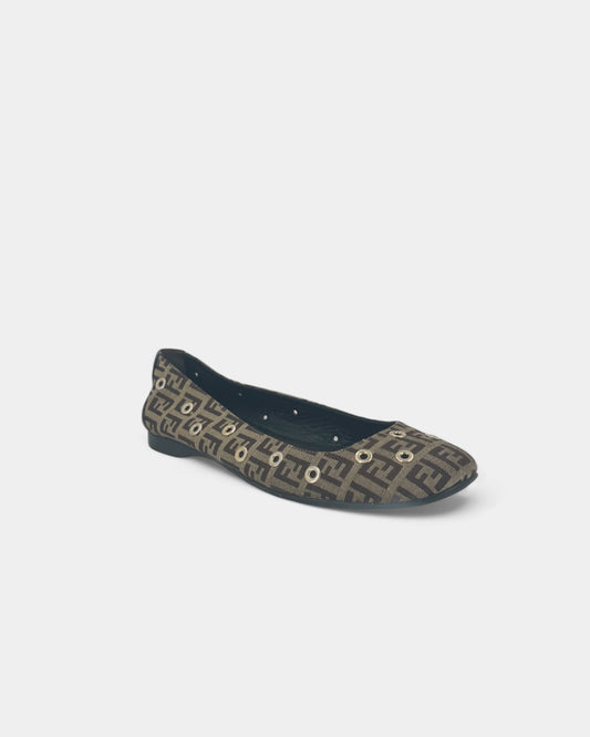 Ballerines monogrammées brunes - 37.5 EU / 6.5 US
