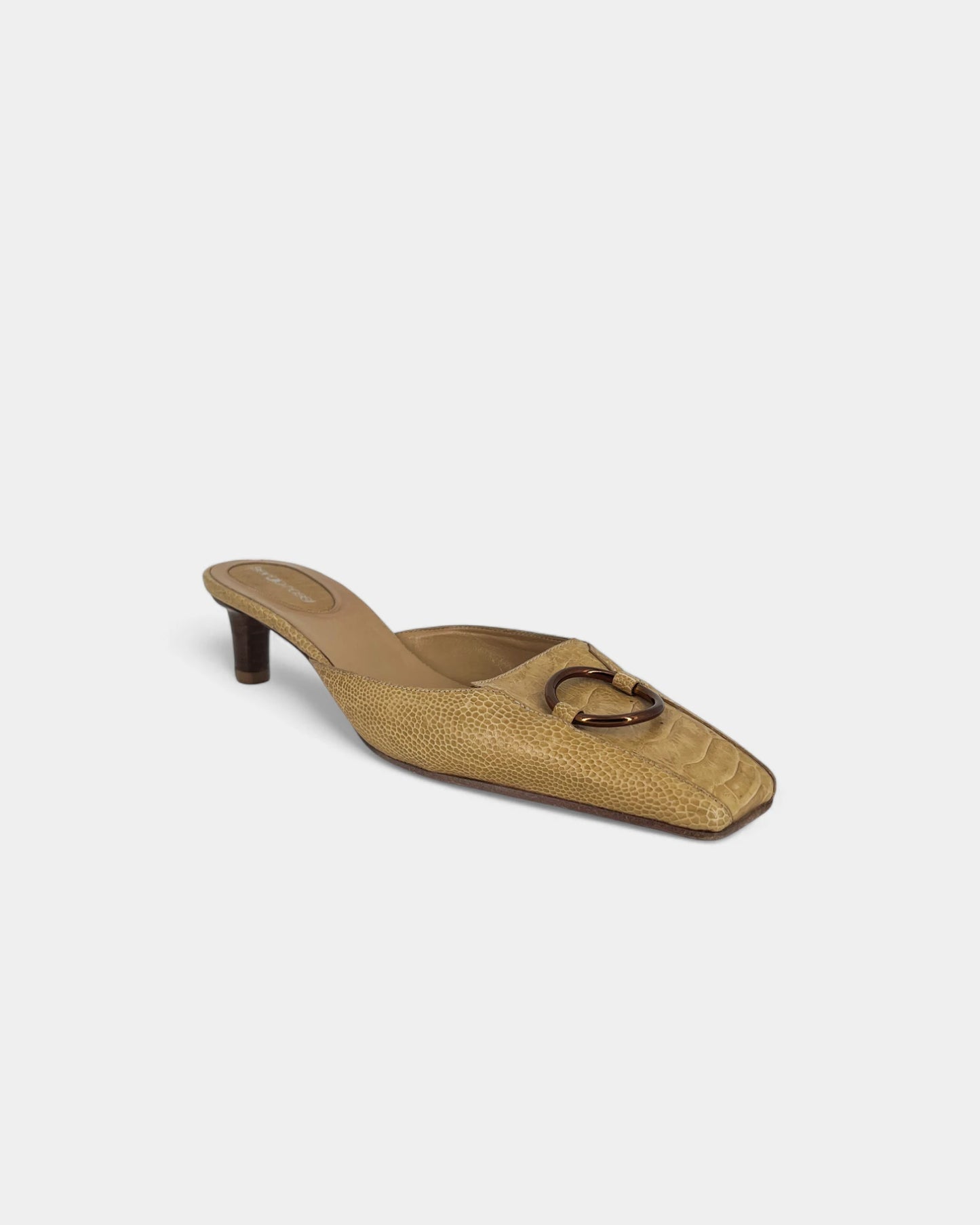 Camel-colored heeled mules - 39 EU / 8 US