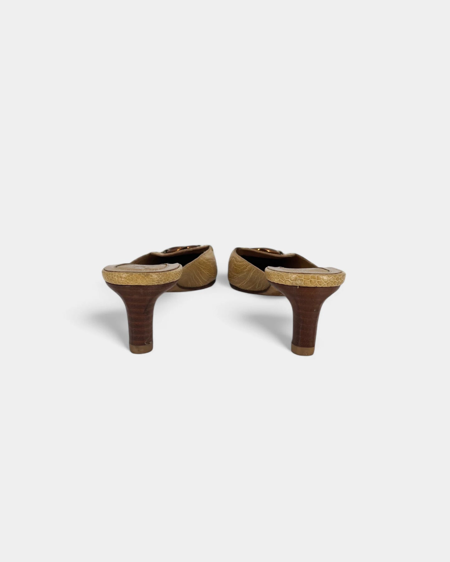 Camel-colored heeled mules - 39 EU / 8 US