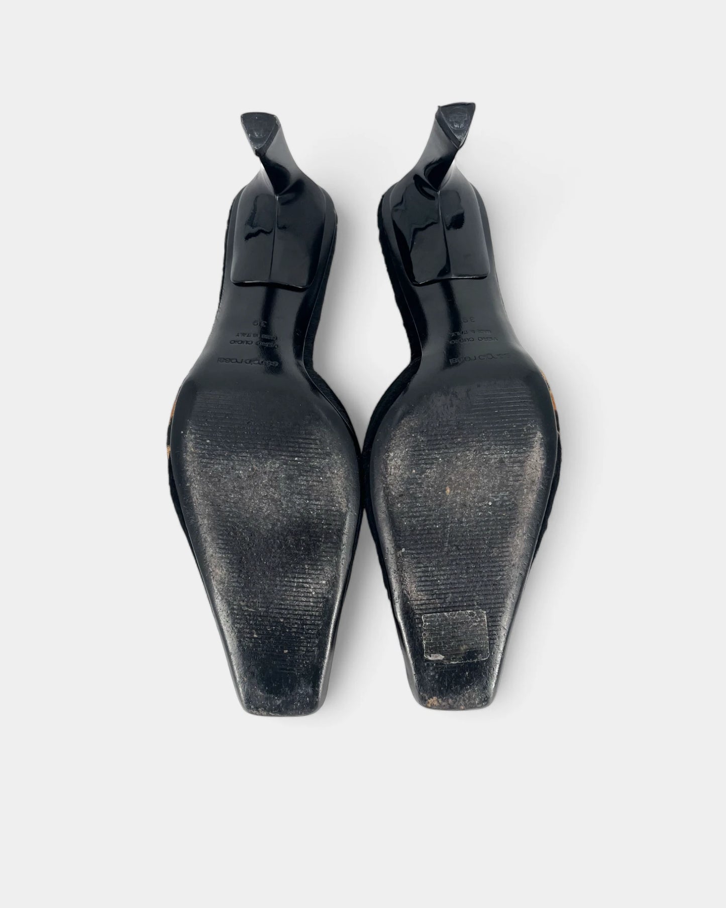 Mules noires à talons avec imprimé léopard - 39 EU / 8 US