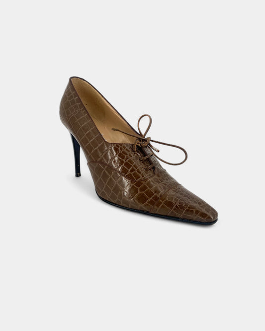 Escarpins marrons avec un motif écaille - 38.5 EU / 7.5 US