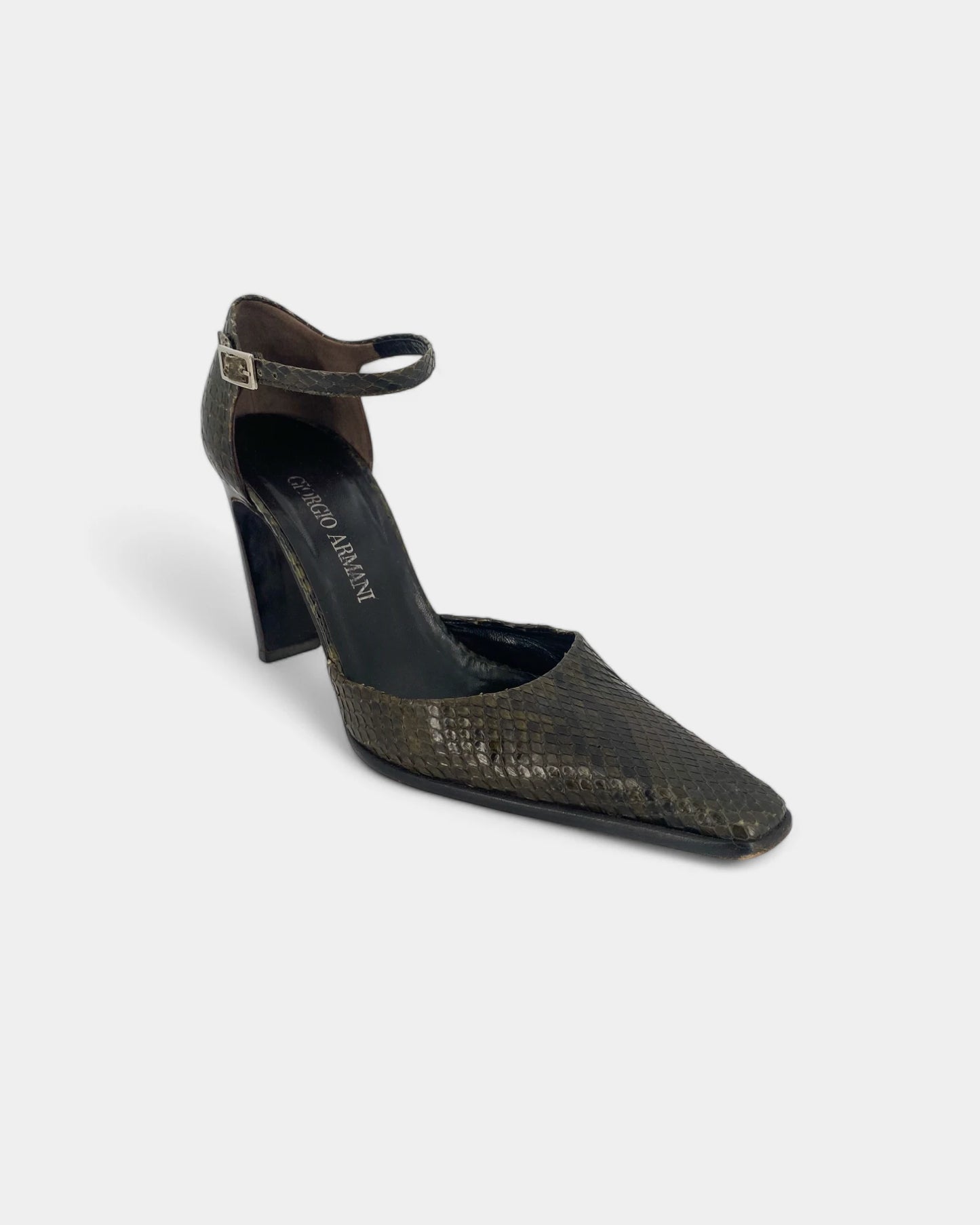 Escarpins kakis à motif écaille - 37 EU / 6 US