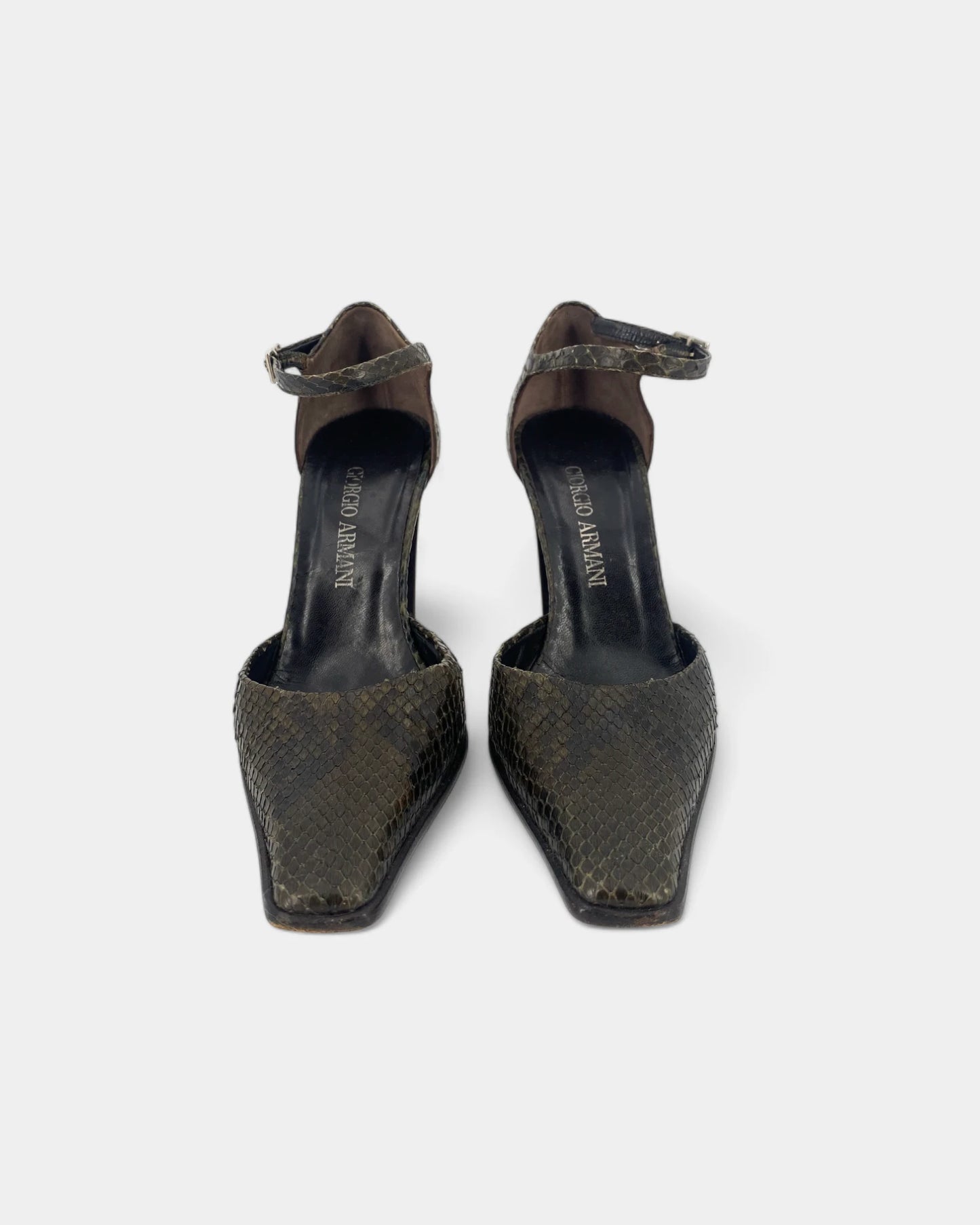 Escarpins kakis à motif écaille - 37 EU / 6 US