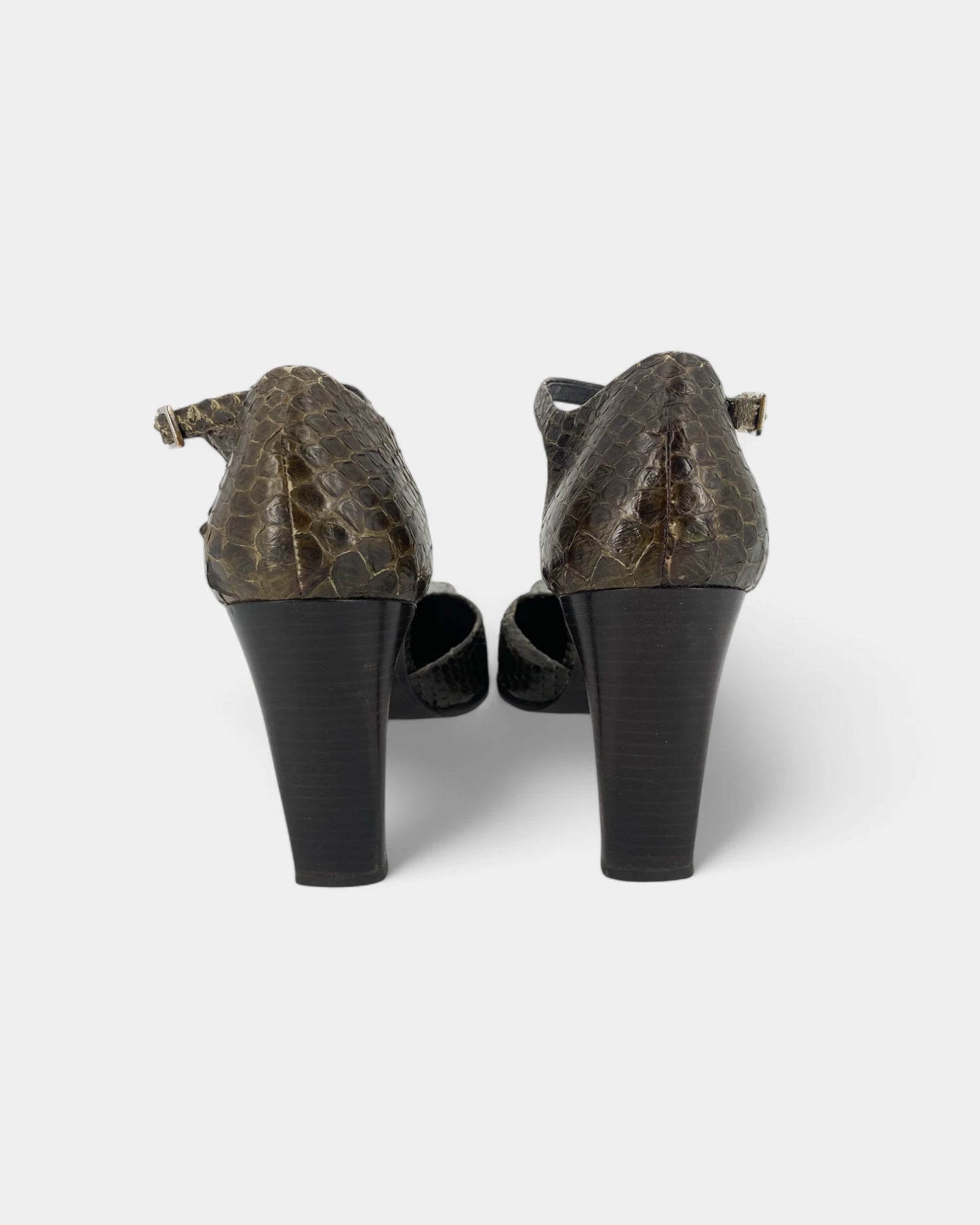 Escarpins kakis à motif écaille - 37 EU / 6 US