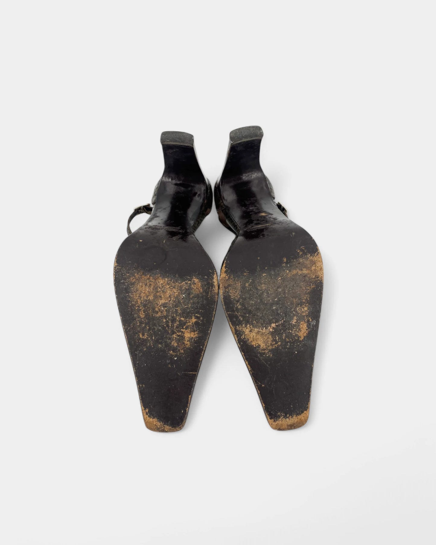 Escarpins kakis à motif écaille - 37 EU / 6 US