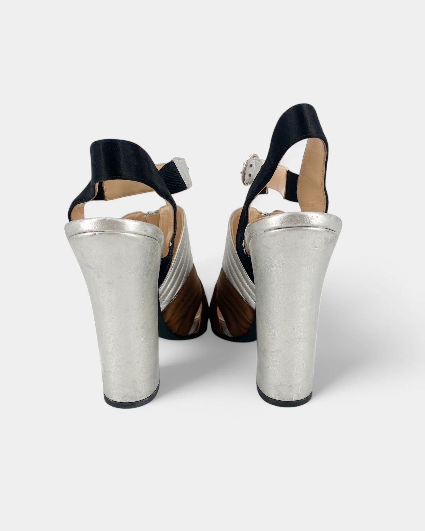 Sandales argentés à talons - 40 EU / 9 US