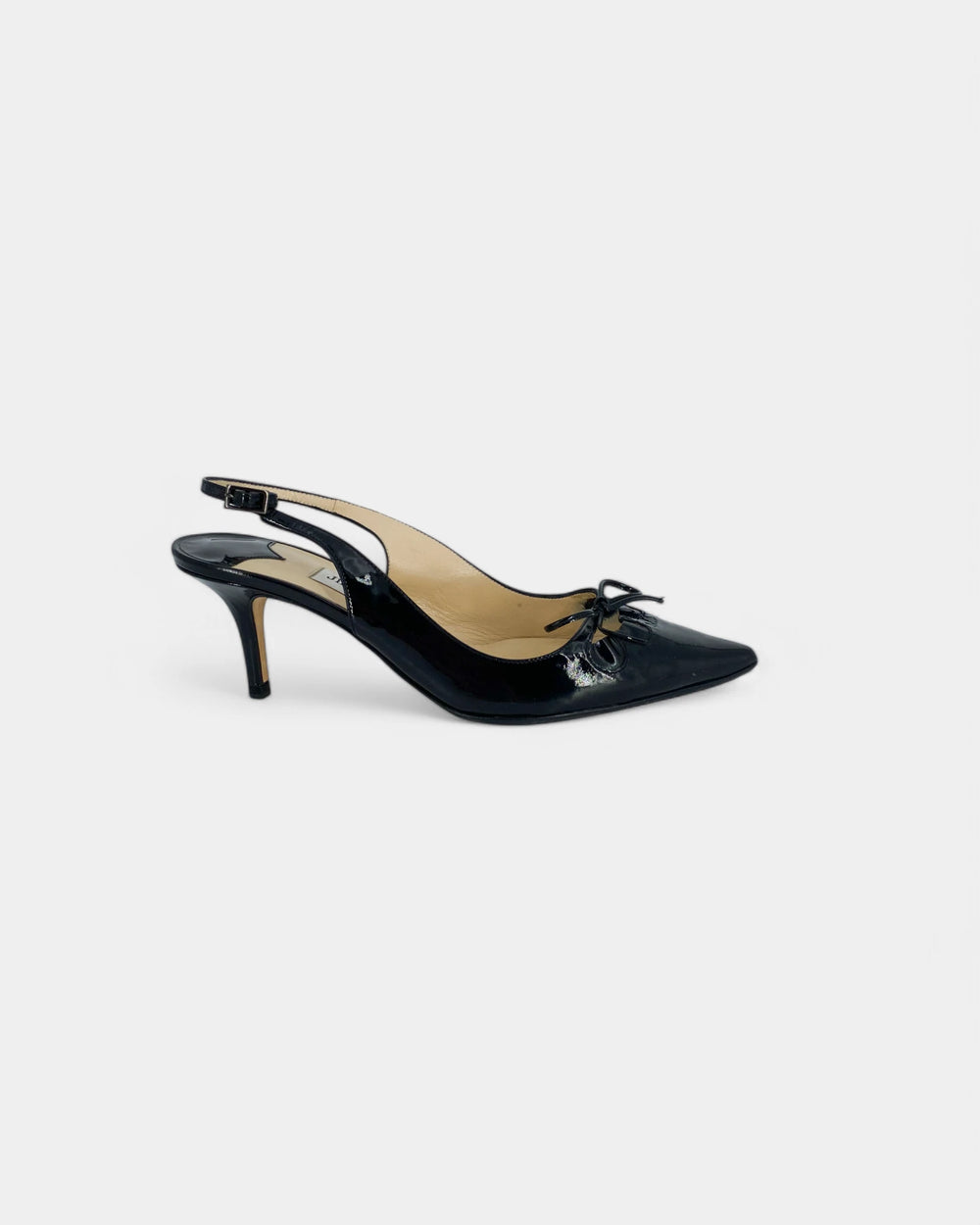 Black patent leather slingbacks with bows - 37.5 EU / 6.5 US