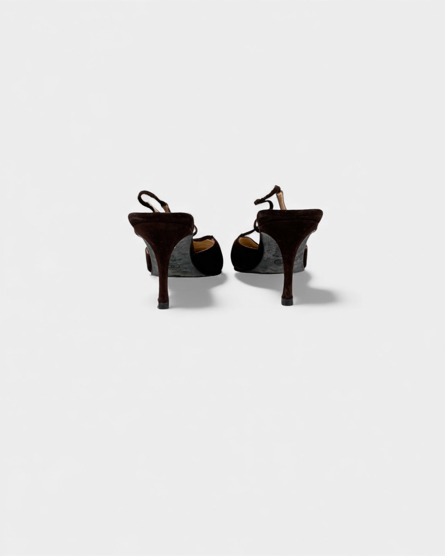 Slingbacks en daim marron perles