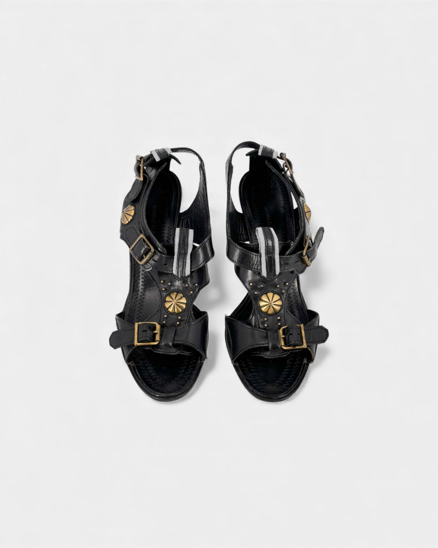 Sandales noires en cuir