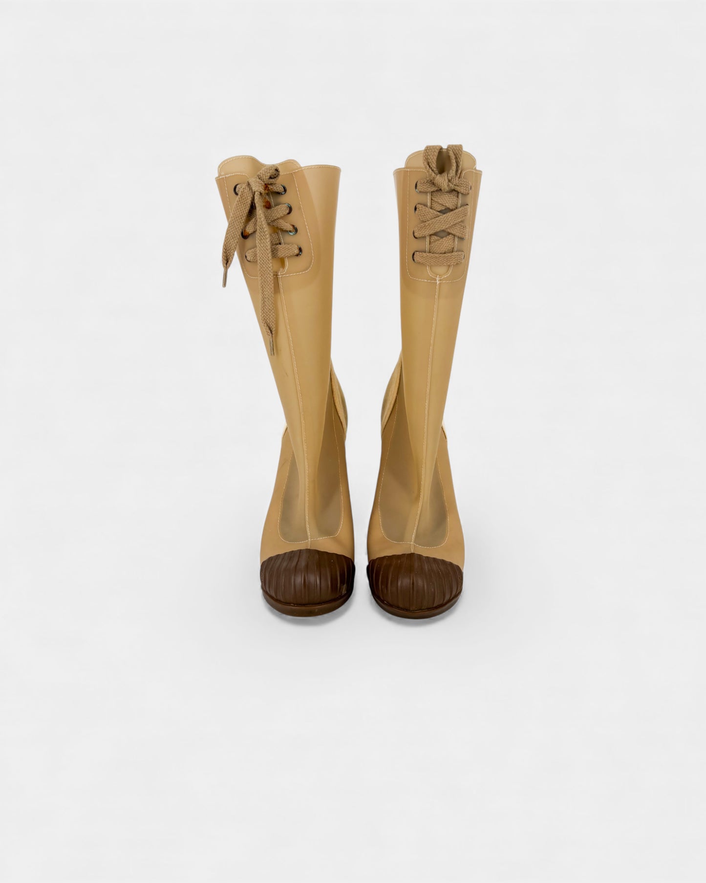 Bottines beiges en caoutchouc
