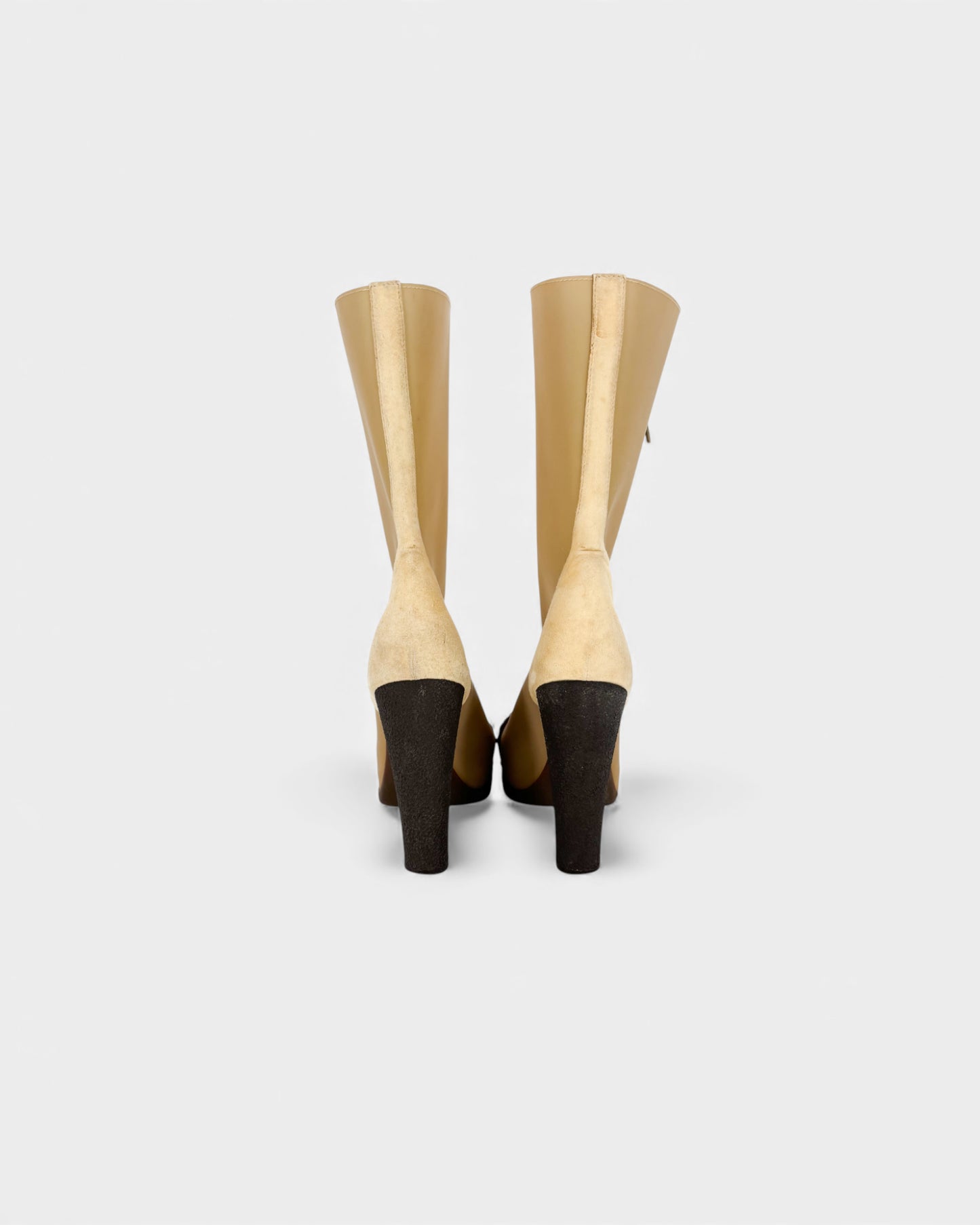 Bottines beiges en caoutchouc