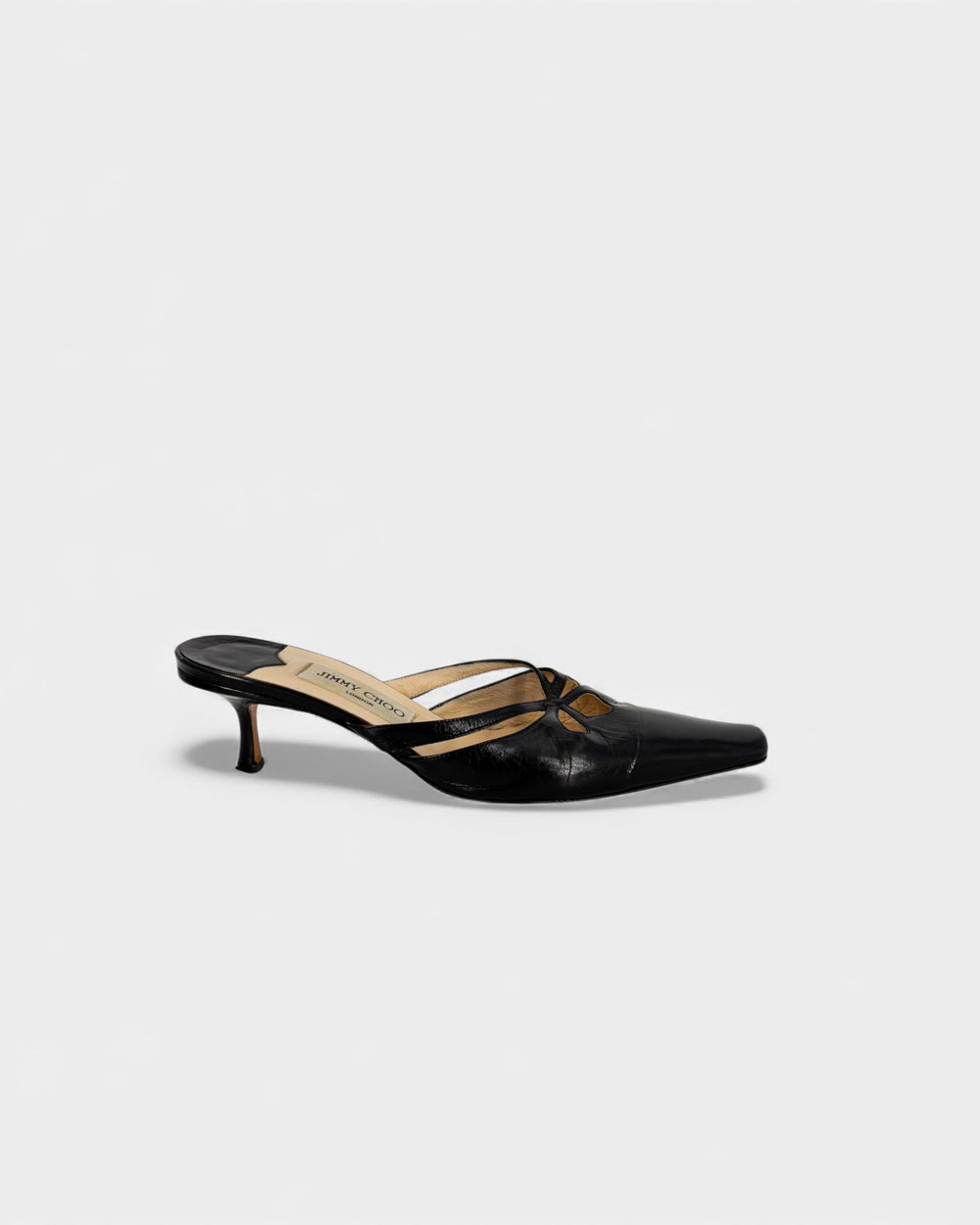 Mules à talons en cuir noir