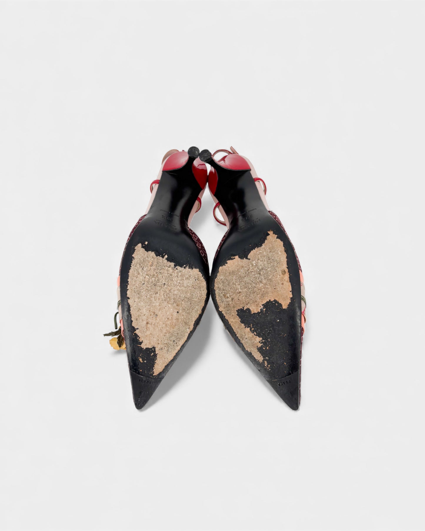 Slingbacks rouges fleurs