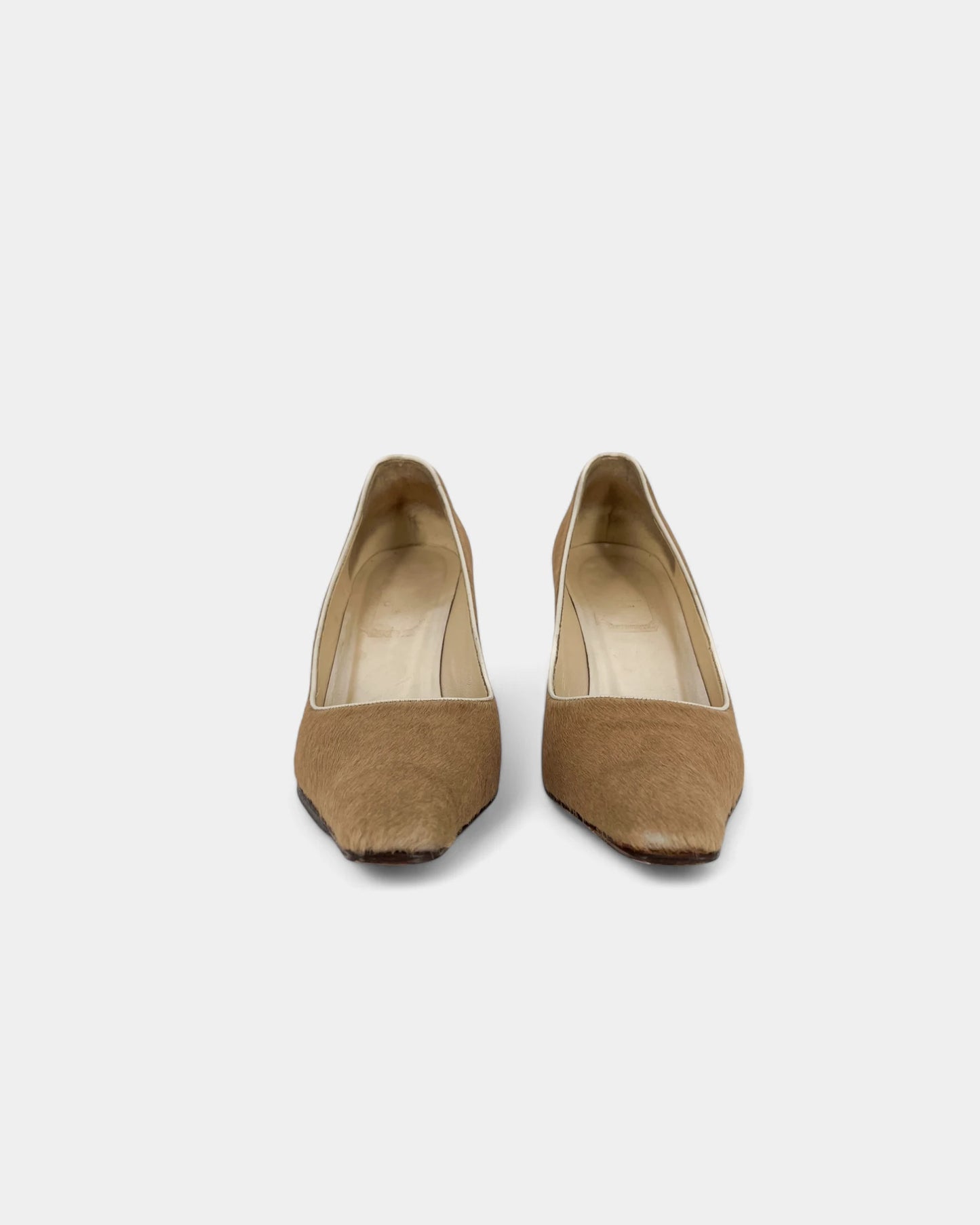 Beige fur pumps - 37 EU / 6 US