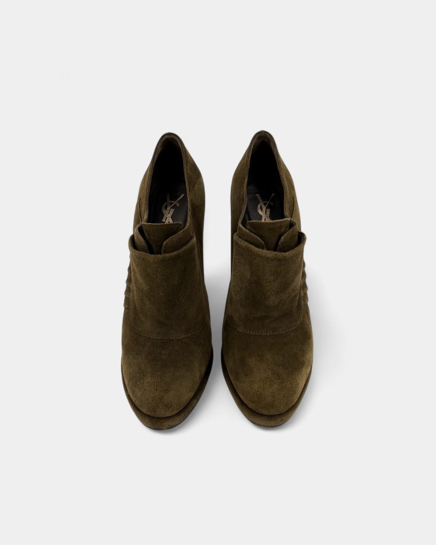 Bottines daim kaki à talons - Taille 38 EU / 7 US