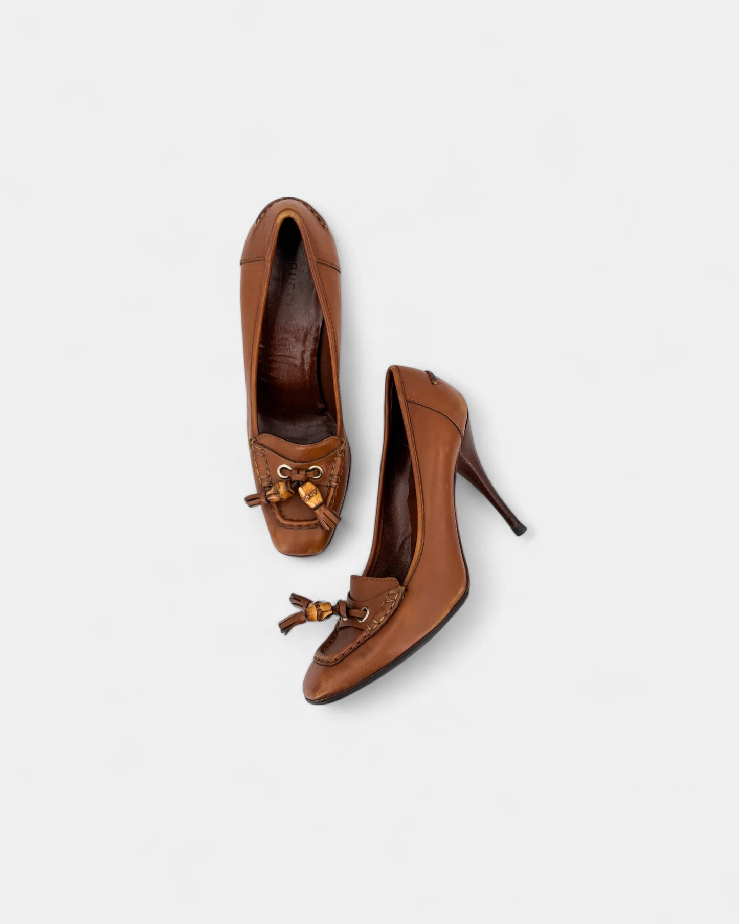 Escarpins en cuir brun à glands - 38 EU / 7 US