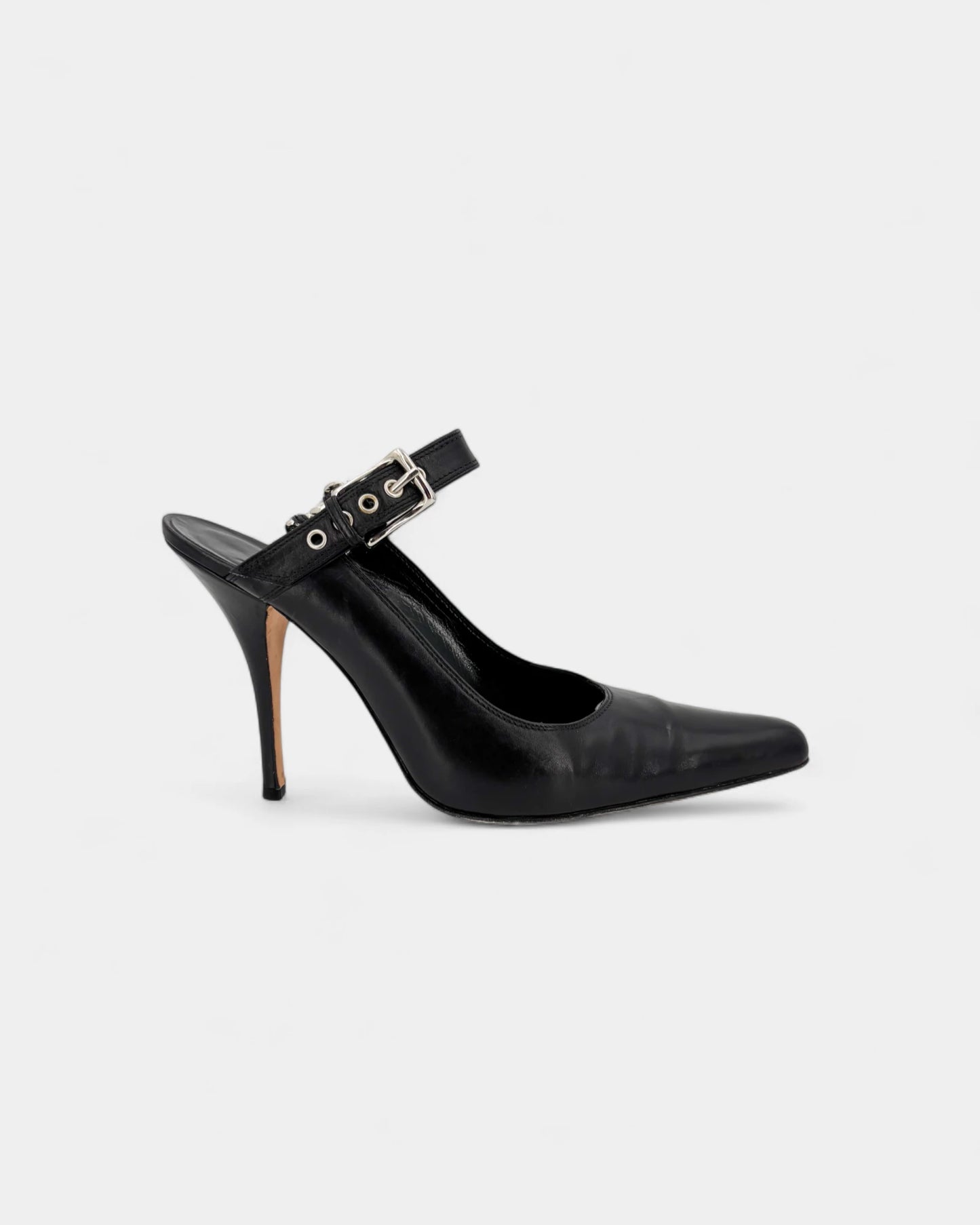 Slingbacks noirs boucle et accroche argentée - 40.5 EU / 9.5 US