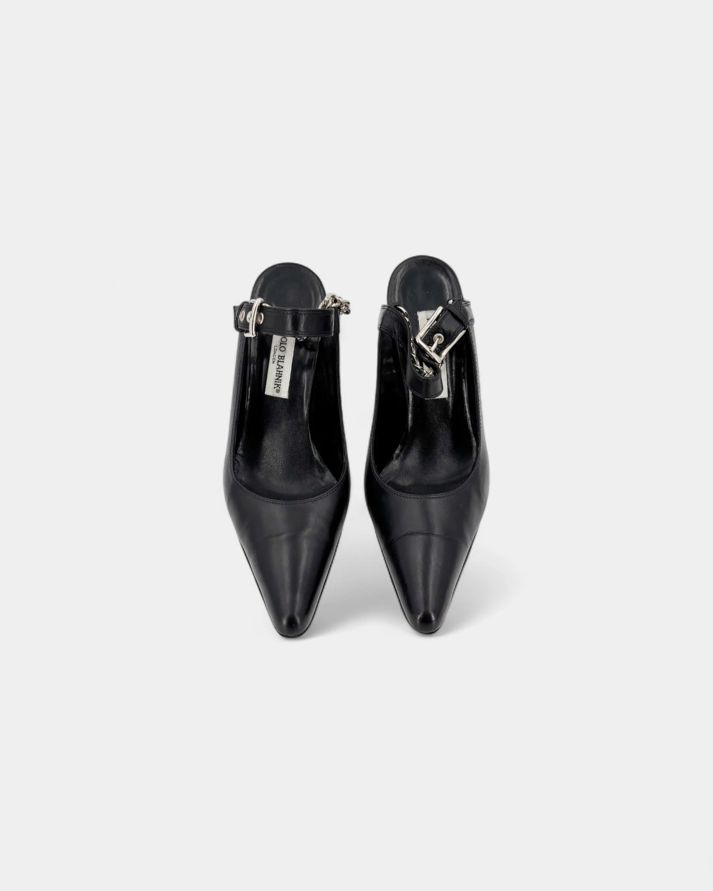 Slingbacks noirs boucle et accroche argentée - 40.5 EU / 9.5 US