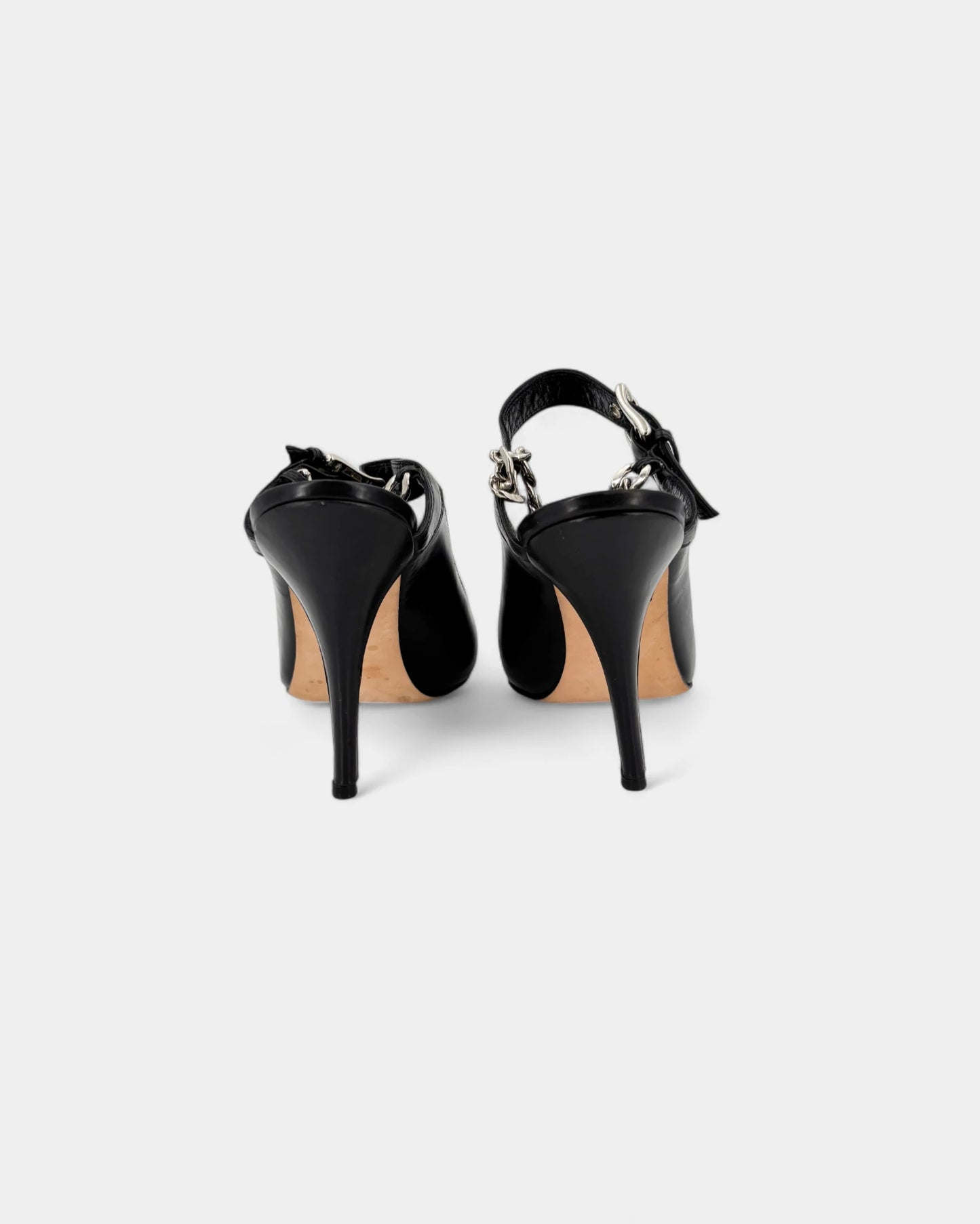 Slingbacks noirs boucle et accroche argentée - 40.5 EU / 9.5 US