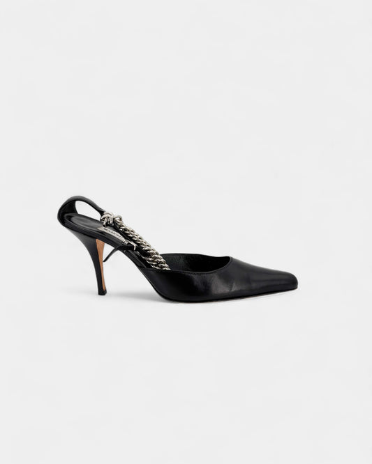 Slingbacks noirs accroche argentée - 40.5 EU / 9.5 US