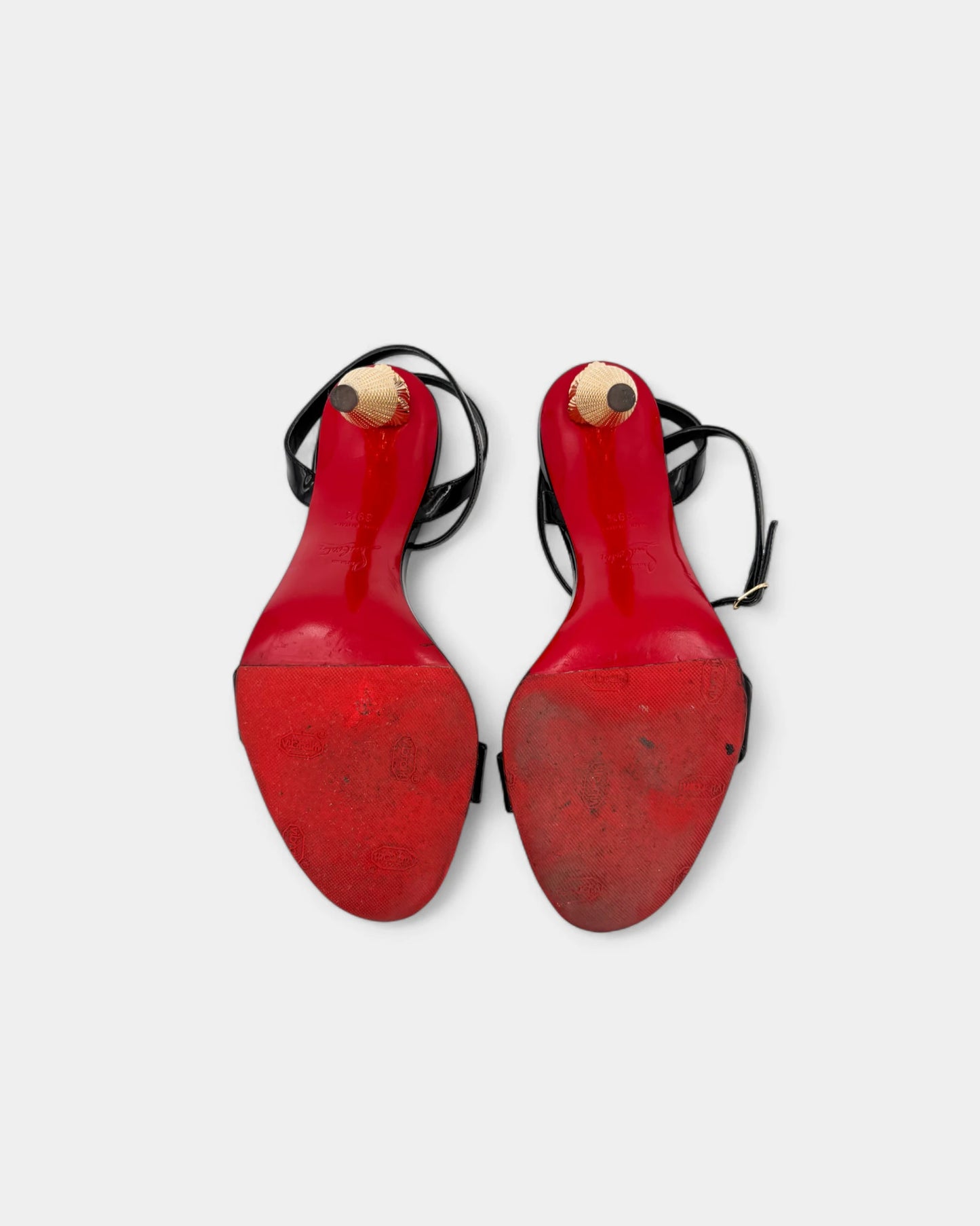 Sandales noirs vernis talon doré - 40 EU / 9 US