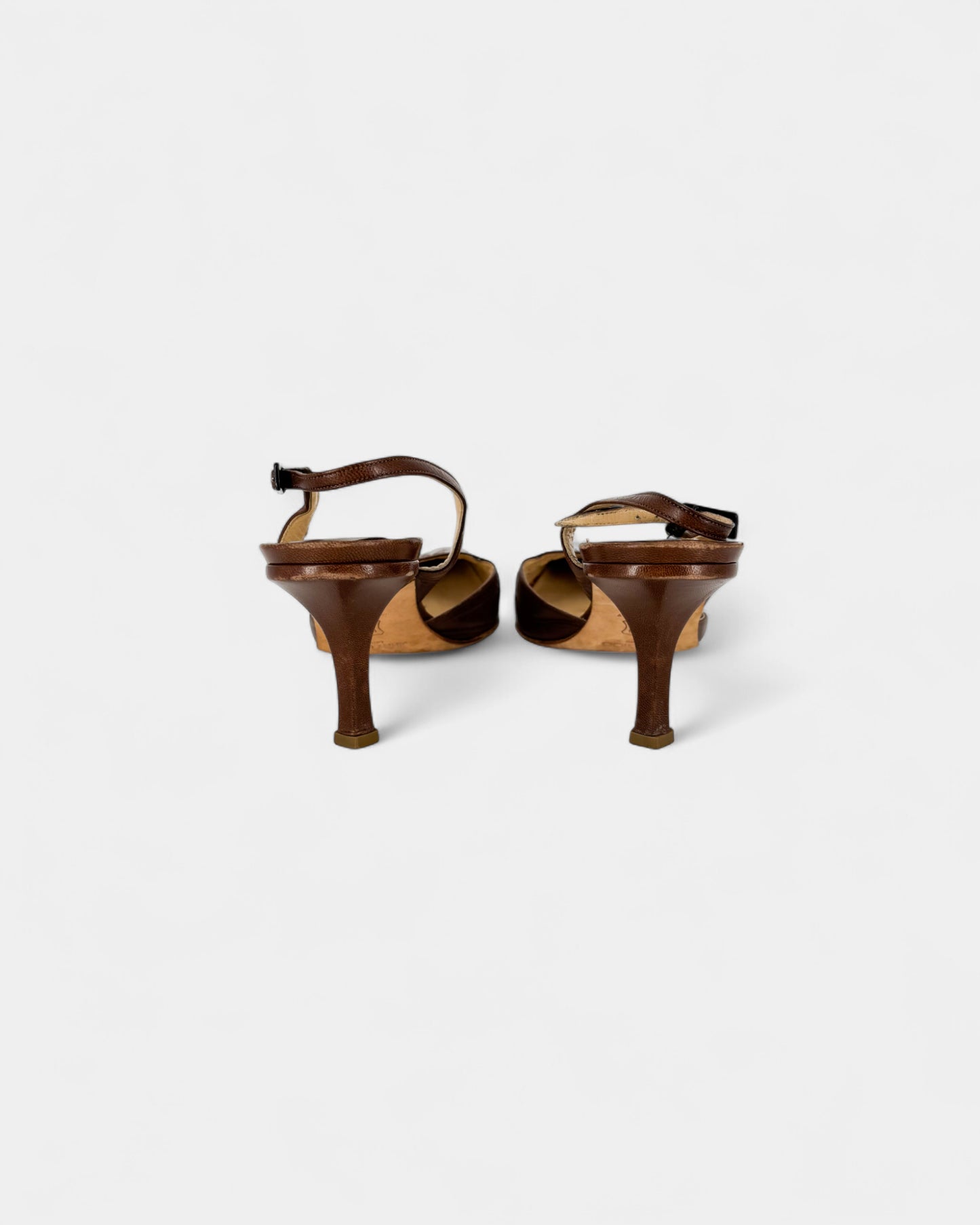 Slingbacks marrons ajourés