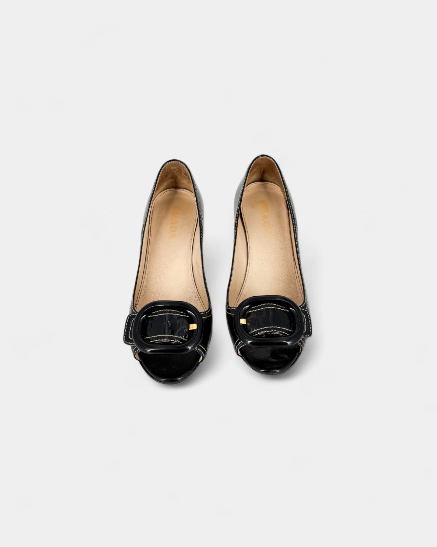 Talons cuir vernis noir bout ouvert