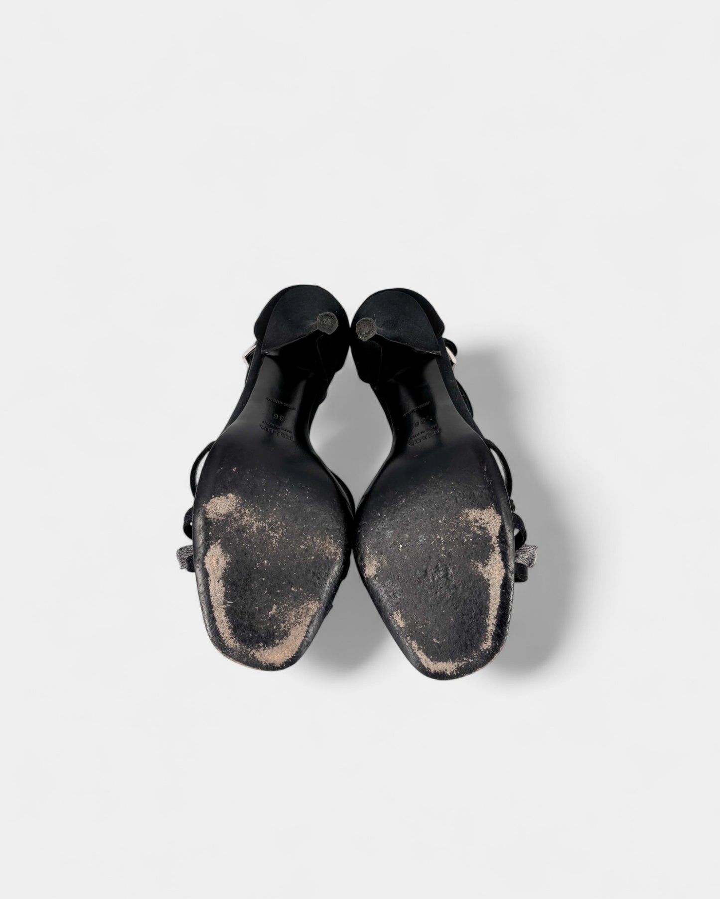 Sandales noires noeud strass