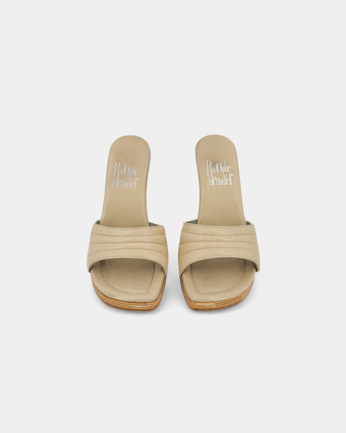 Mules crèmes en bois - 37,5 EU / 6,5 US