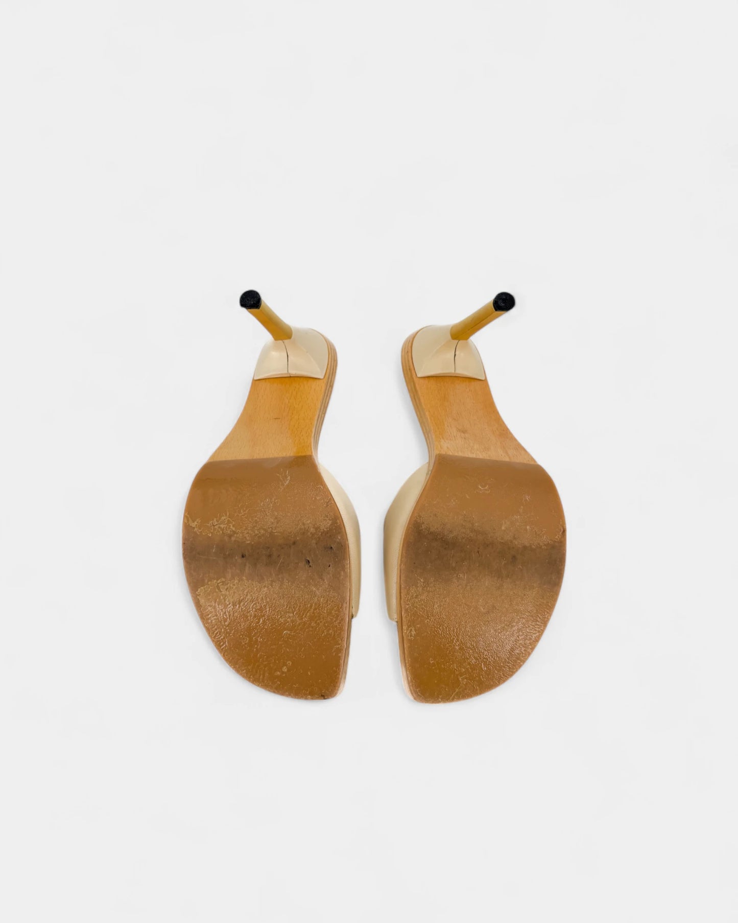 Mules crèmes en bois - 37,5 EU / 6,5 US