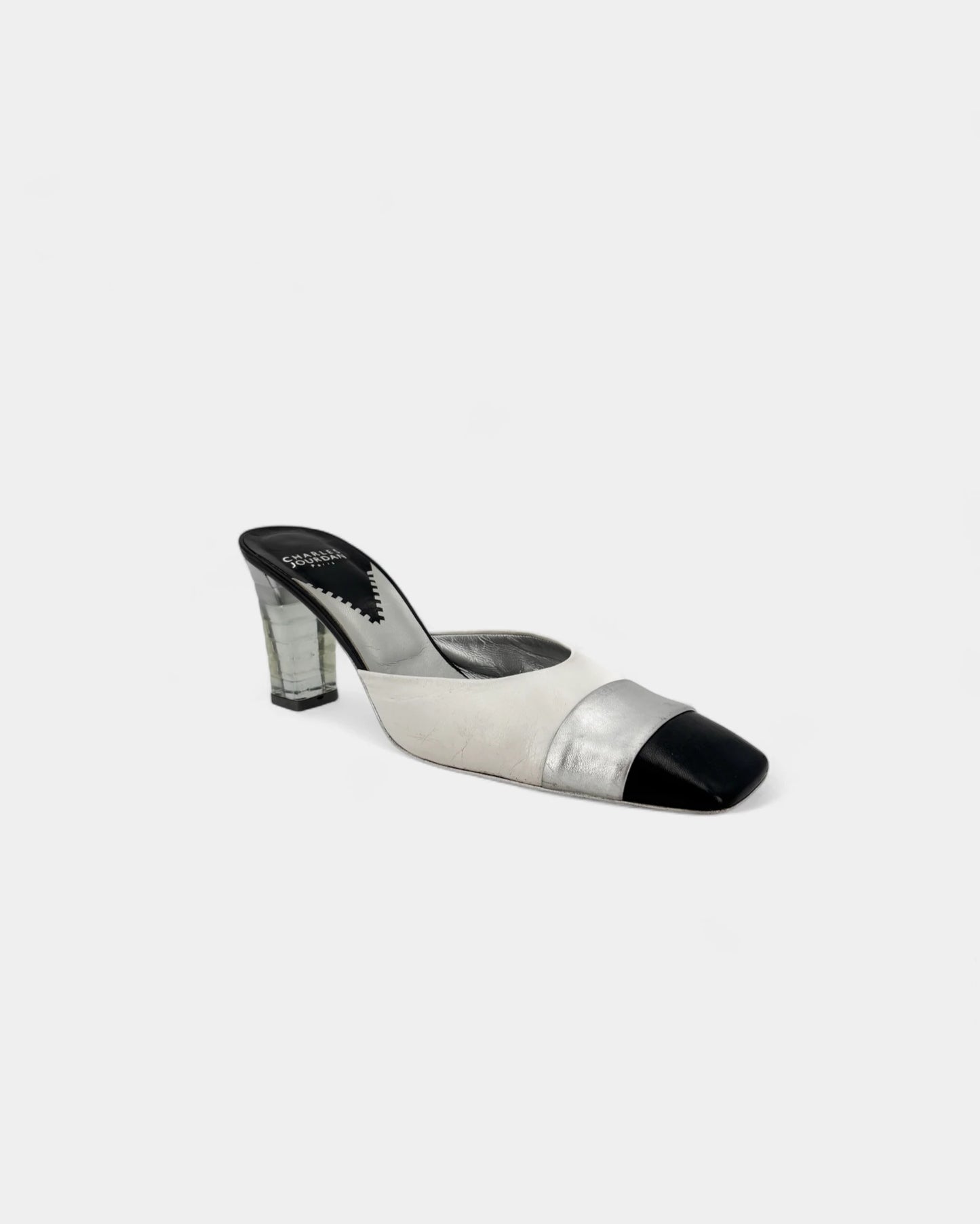 Mules à talons blanches et noires - 39 EU / 8 US