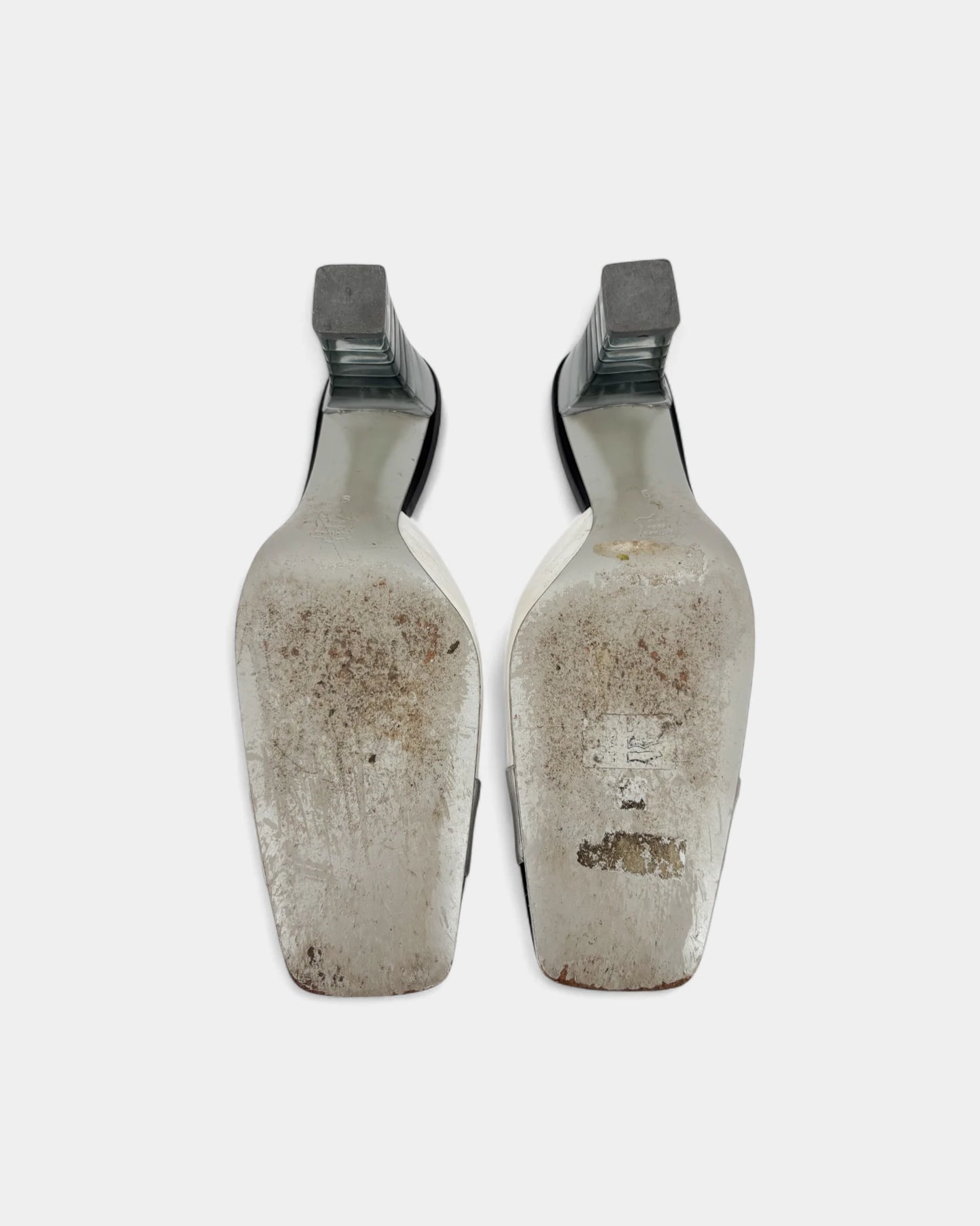 Mules à talons blanches et noires - 39 EU / 8 US