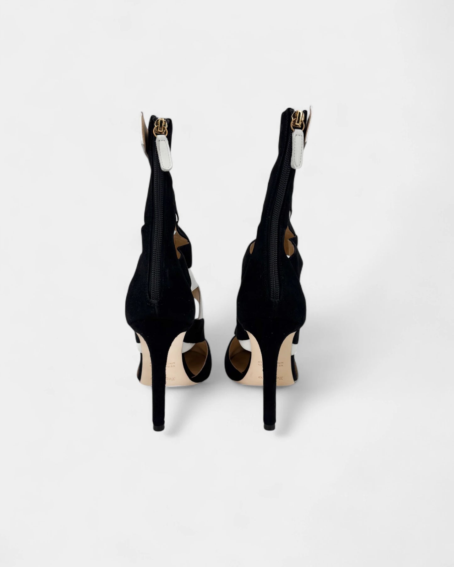 Bottines ajourées à talons noires et blanches - 38 EU / 7 US