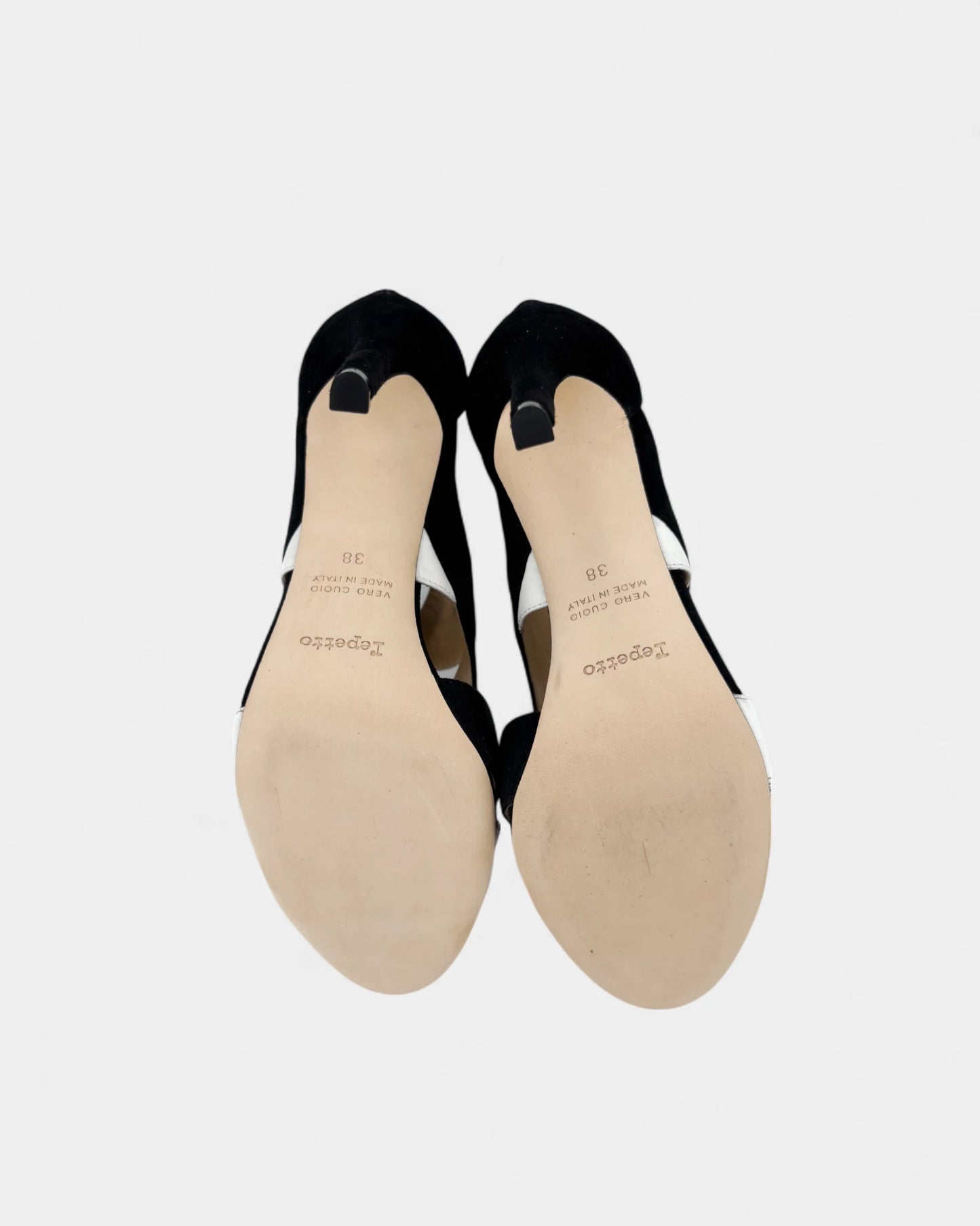 Bottines ajourées à talons noires et blanches - 38 EU / 7 US