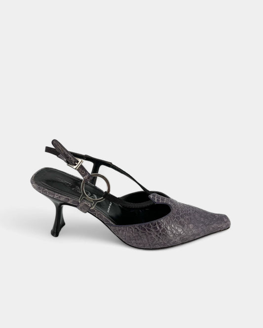 Slingbacks violettes motif crocodile - 37.5 EU / 6.5 US