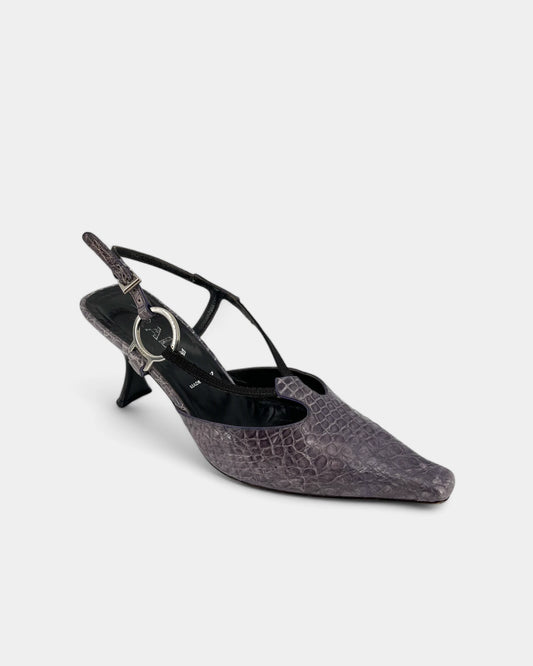 Slingbacks violettes motif crocodile - 37.5 EU / 6.5 US